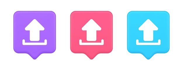 Upload up arrow button document multimedia file exchange cyberspace storage 3d icon