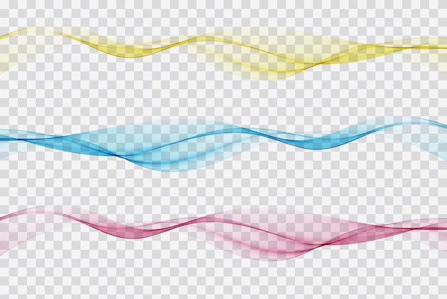 Uppsättning av abstrakta rök vågor transparent vågig våg flöde design Vektor designelement