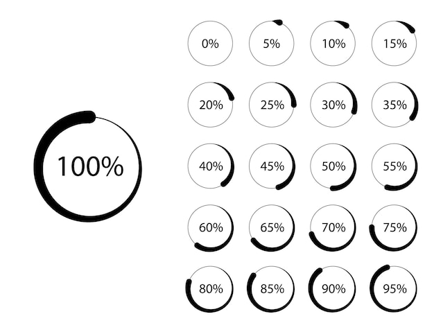 Uppsättning cirkelprocentdiagram för infografik