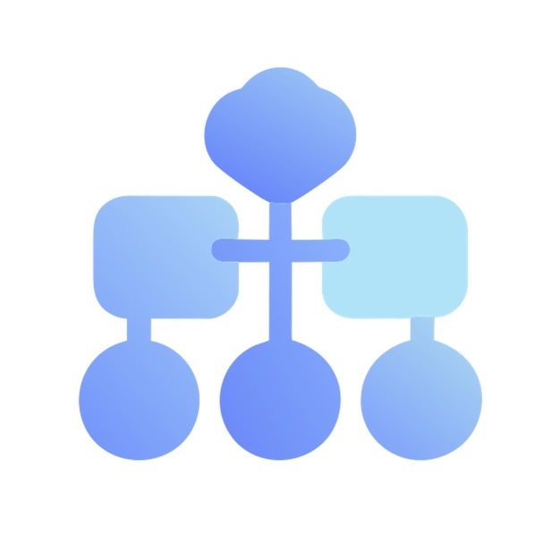 upsidedown product structure tree icon colored shapes gradient
