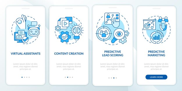 Usage of AI in marketing blue onboarding mobile app screen