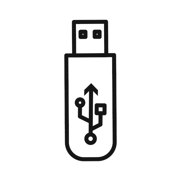 Usb stick icon Black line art vector logo