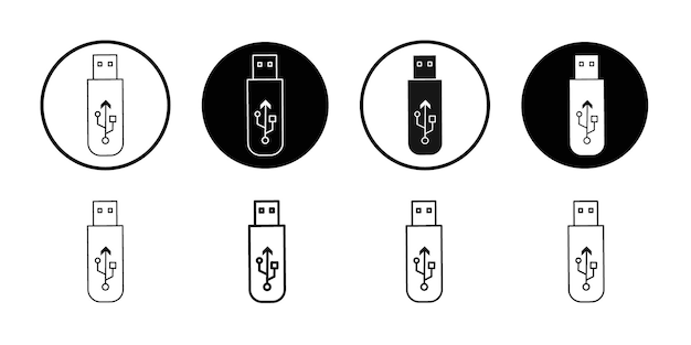 Usb stick icon Thin line flat illustration