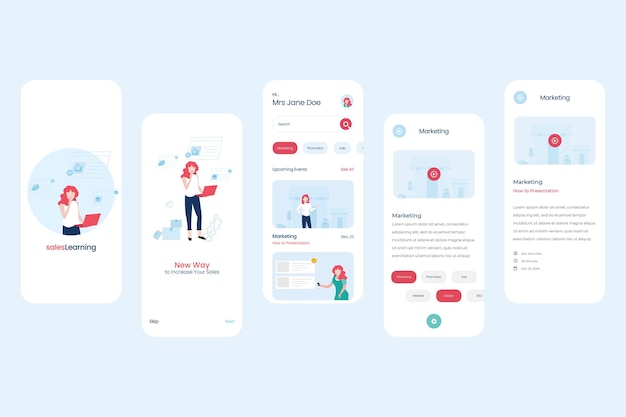 user interface for online marketing learning applications