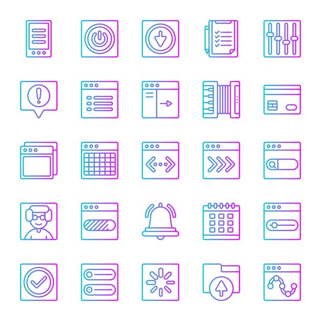User Interface icons set in gradient style