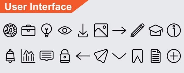 User Interface vector icons on white background