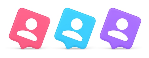 User person human contact button cyberspace account information web app 3d realistic icon