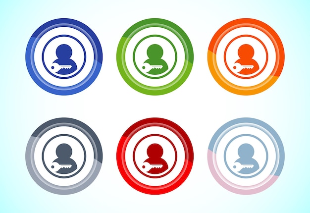 User profile login icon design Access authentication icon Button Design Set