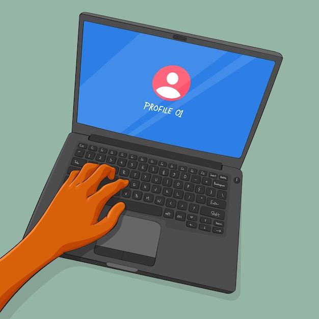 Using Laptop Illustration Laptop Typing Work Vector Illustration Art
