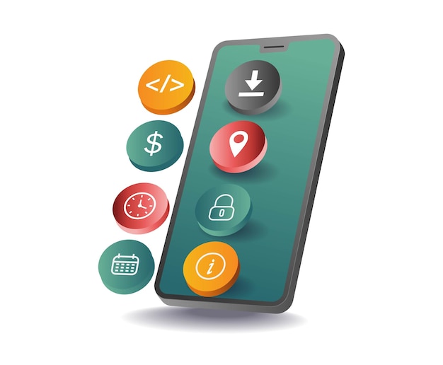Using smartphone application illustration concept