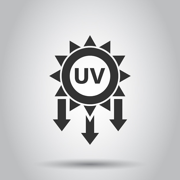 UV radiation icon in flat style Ultraviolet vector illustration on white isolated background Solar protection business concept