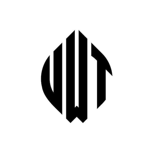 UWT circle letter logo design with circle and ellipse shape UWT ellipse letters with typographic style The three initials form a circle logo UWT Circle Emblem Abstract Monogram Letter Mark Vector