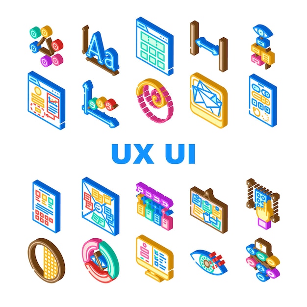 ux ui design app website icons set vector