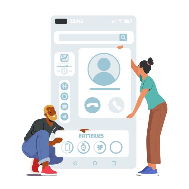 Ux Ui Designer Characters Create Mobile Application Information Blocks Structure Programmer At Workplace