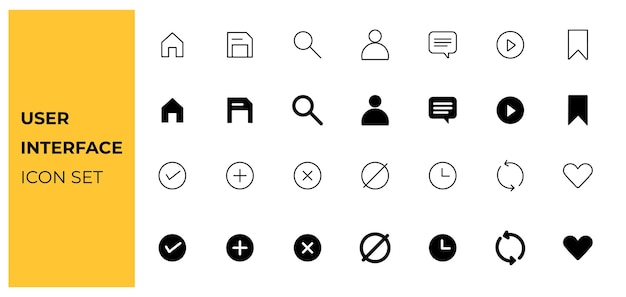 UX UI line icon set basic essential ux ui kit User interface