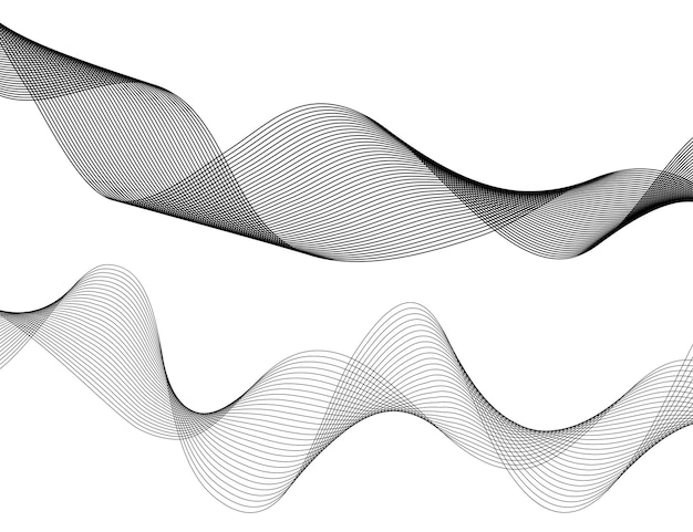 Våg av mångfärgade linjer. Abstrakta vågiga ränder på en vit bakgrund isolerad. Kreativ linjekonst. Vektorillustration EPS 10. Designelement skapade med hjälp av Blend Tool. Böjd slät tejp