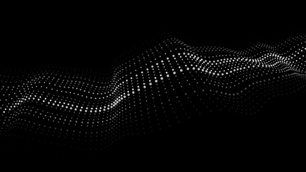 Våg av partiklar. Abstrakt bakgrund med en dynamisk våg. Big data. Vektorillustration