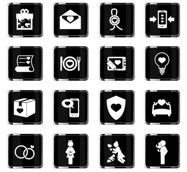 Valentine day vector icons for user interface design