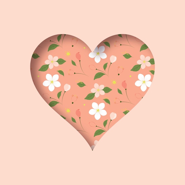 Valentine heart with floral print