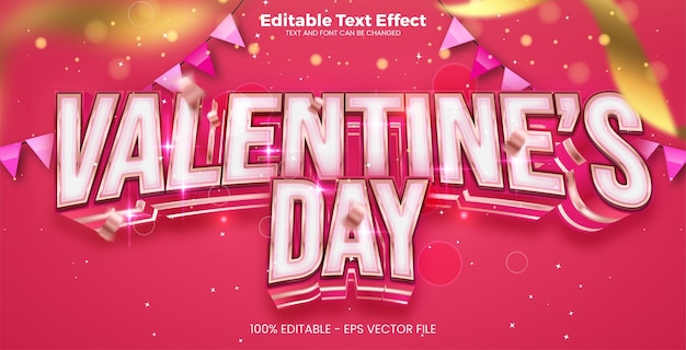 Valentines Day Editable text effect 3d text effect template