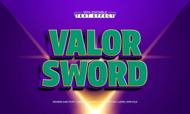 valor sword editable text effect with a king and knight text style