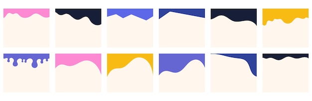 varied shapes for headers footers on square posts websites decorative vector in y2k colors