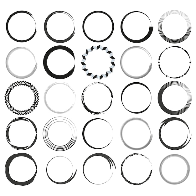 Variety of circular designs Assorted ring illustrations Set of round borders illustration EPS 10