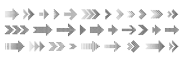 Various collection of dotted arrow vector designs