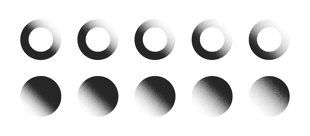 Various Intensity Density Black Noise Gradient Vector Grainy Texture Round Forms