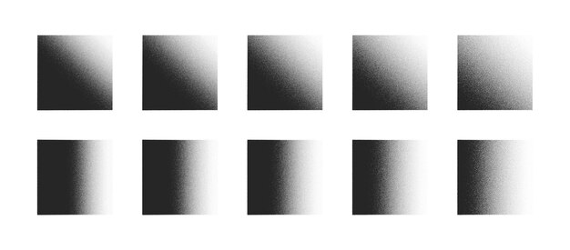 various intensity density black noise linear gradient grainy textured squares