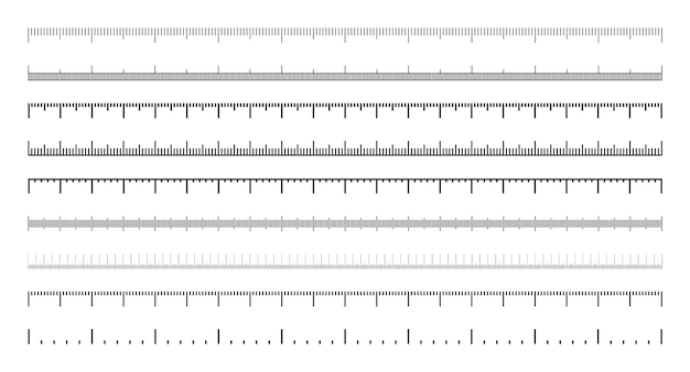 various measurement scales with divisions realistic scale for measuring length or height in