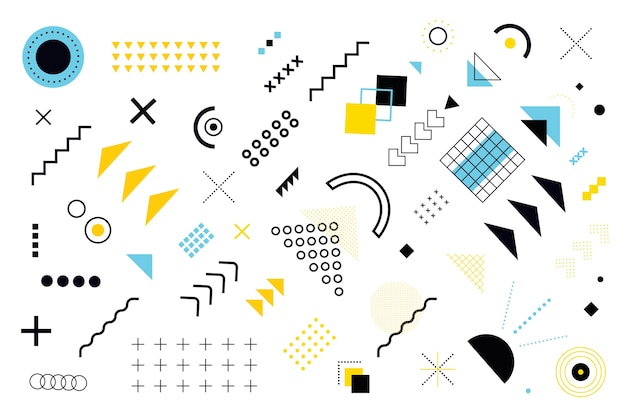 Various models and geometrical shapes background