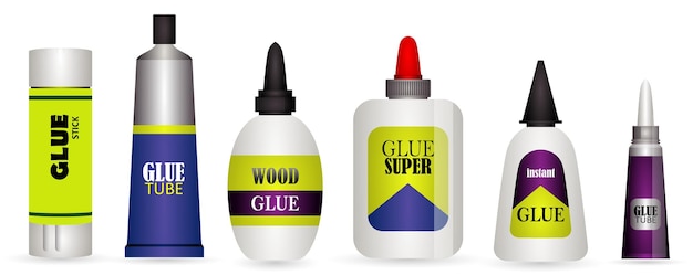 various of tubes glue stick isolated