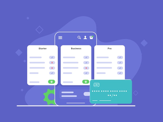 various pricing table concept flat design