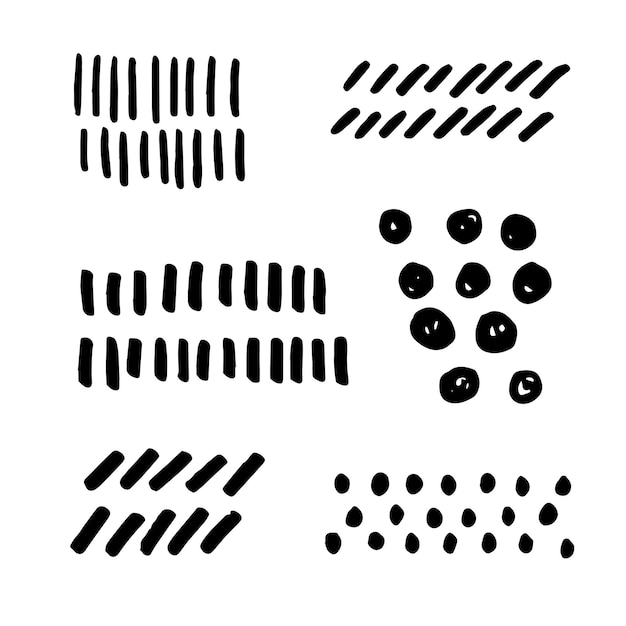 various sketchy doodle hapes and objects freehand black lines and dots grunge style hand drawn abstract vector set