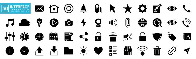 Various User Interface icon collections Basic ui ux editable and resizable vector icons EPS 10