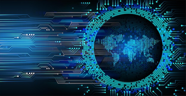 värld binär kretskort framtida teknik, blå hud cybersäkerhet koncept bakgrund