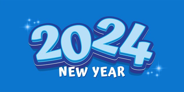 Vector 2024 blue color shades Isolated on blue background 2024 new year design template