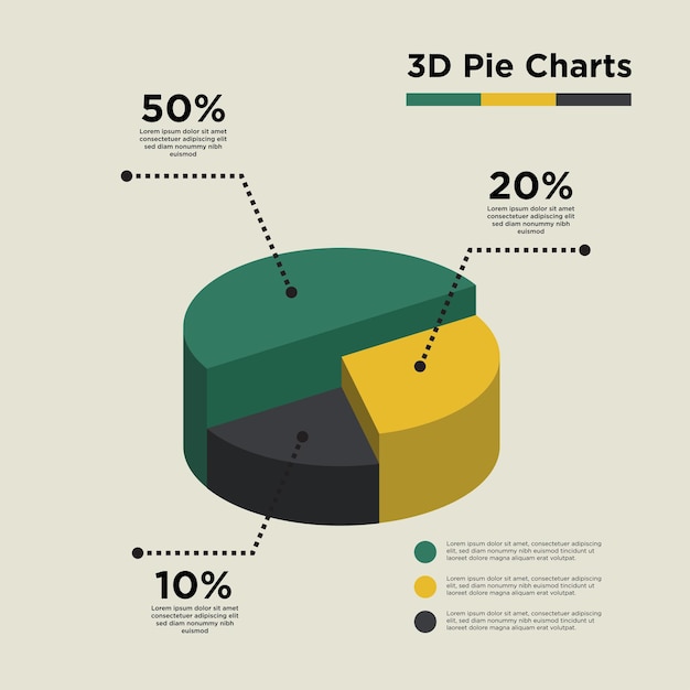 vector 3 dimensions pie chart diagram modern presentation vector for business