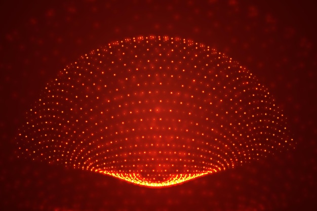 Vector 3d background wave of points geometric dance