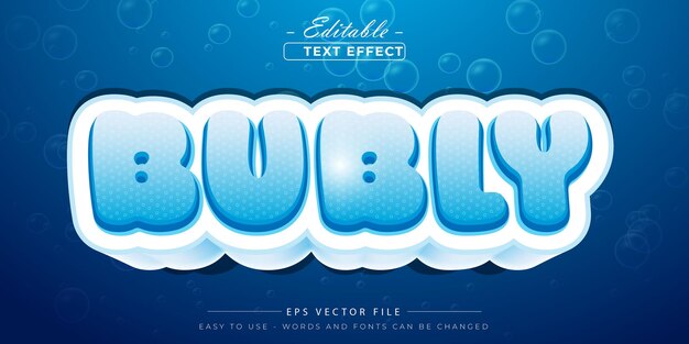 vector 3d editable text effect with bubbly text font style