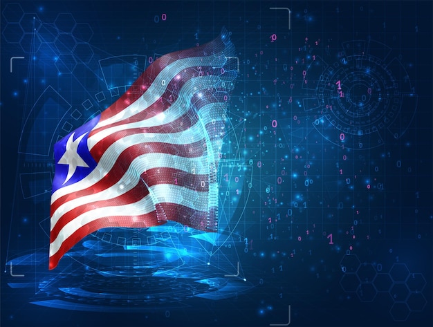 vector 3d flag on blue background with hud interfaces