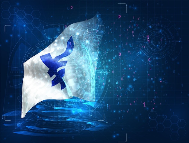 vector 3d flag on blue background with hud interfaces