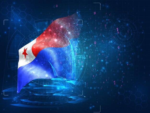 vector 3d flag on blue background with hud interfaces