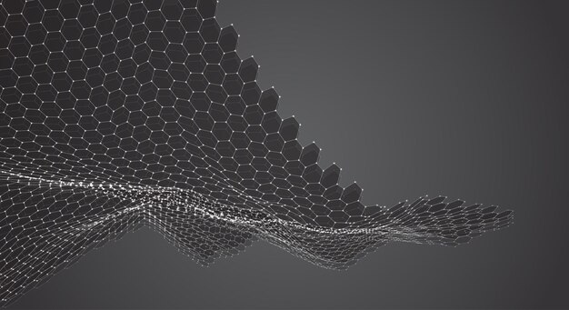 Vector 3d object from a hexagon grid with dots stylish design