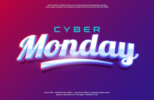 Vector 3d text effect cyber monday