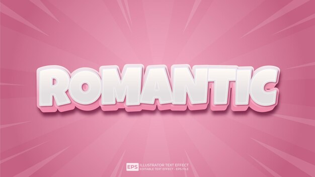 vector 3d text romantic editable text effect font.