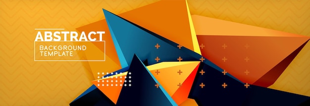 Vector 3d triangular shapes abstract background origami futuristic template with lines