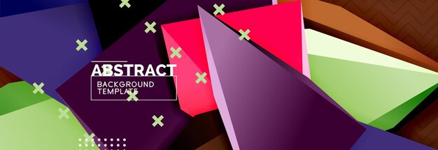 Vector 3d triangular shapes abstract background origami futuristic template with lines