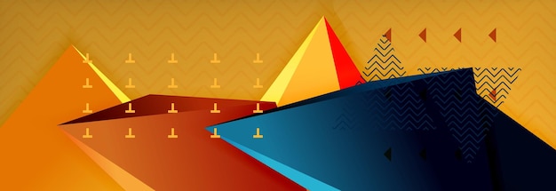 Vector 3d triangular shapes abstract background origami futuristic template with lines